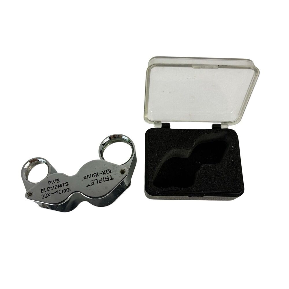 Jewelers Loupe 10X 20X Pocket Magnifying Glass Dual Lenses Foldable with Case